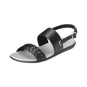 Aerosoles A2 First Watch Black Leather Comfort Ankle Strap Open Toe Flat Sandals