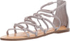 Lucky Brand Anisha Chinchilla White Flat Zipper Open Toe Caged Strappy Sandals