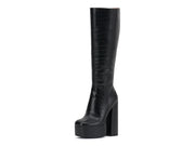 Jessica Simpson Knee High Block Heel Boots Samah Black Round Toe Platform Boots