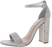 Steve Madden Carrson Crystal Ankle Strap Open Toe Block Heeled Dress Sandals