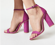 Schutz Jeannine Platform Grape Purple Suede Retro Block Heel Ankle Strap Sandals