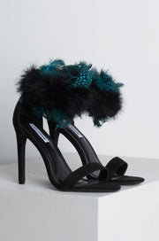 Cape Robbin YUKI-8 BLACK QUICKSTEP FEATHER SUEDE SANDALS