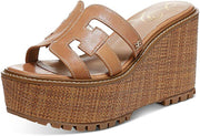 Sam Edelman Laine Light Cuoio Wedge Heel Open Toe Slip On Espadrille Sandals