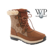 BEARPAW Women's Bethany Tan Quilted Waterproof Fur Lined Winter Snow Boot