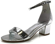 Bella Marie Women's Jean-08 Silver Ankle Strap Open Toe Block Heel Sandal (6, Silver)