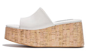 Cape Robbin Banka White Slip On Round Open Toe Chunky Wedge Heel Fashion Sandals