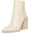 Steve Madden Tish Bone Leather Zipper Closure Pointed Toe Block Heeled Boots