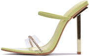 Cape Robbin Rochella Lime Sexy Stiletto High Heels Pointed Open Toe Mule Sandals