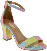 Top Moda Women's HAnnah-1 Ankle Strap High Heel Sandal, Tiedye