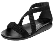 Aerosoles Women's CRAFTMANSHIP Black Suede Open Flat Platform Comfort Sandals