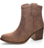 Dirty Laundry Unite Brown Chunky Block Heel Zipper Metallic Western Ankle Boots