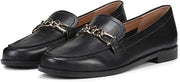 Naturalizer Sawyer Black Leather Chain Detailed Slip On Round Toe Dress Loafers