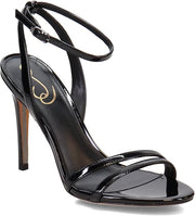 Sam Edelman Gemmie Black Patent Ankle Strap Open Toe Stiletto Heeled Sandals