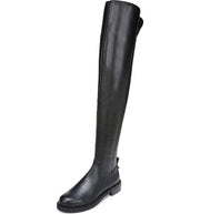 Sam Edelman Narisa Black Leather Rounded Toe Wide Calf Over the Knee Dress Boots