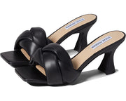 Steve Madden Latta Black Slip On Squared Open Toe X Strap Designed Heeled Sandal