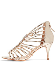 Schutz Women's Shira Platina Gold Metallic Embellished Patent-leather Sandals