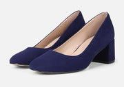 Naturalizer Rebecca Haven Blue Suede Pointed Toe Block Heeled Slip On Pumps