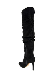 BCBGeneration Himani Black Suede Fashion Zip Stiletto Pointed Toe Knee High Boots