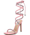 Steve Madden Uplift-R Light Pink Strappy Open Toe Rhinestone Stiletto High Heel Sandal