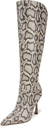 Sam Edelman Elia Roccia Python Fashion Knee Pointed Toe Stiletto Heeled Tall Boots