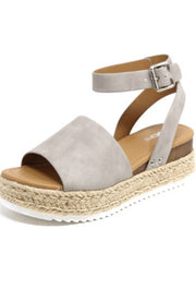 Soda Topic Gray Espadrilles Flatform Wedge Ankle Strap Open Toe Sandals