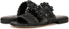 Sam Edelman Elisa Black Raffia Open Toe Double Strap Slip On Flat Slides Sandals