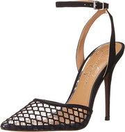 Jessica Simpson Pirrie Lucite Clear/Black Buckle Strap Pointed Toe Pumps