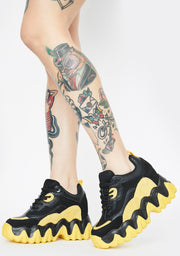 Anthony Wang womens Blackberry- 02 Platform Sneaker Black/Yellow Zig Zag Wedge