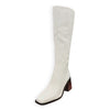 Sam Edelman Wade Stacked Heel Square Toe Retro Wide Calf Knee High Fashion Boot