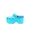 Cape Robbin Gardener Teal Fuzzy Lining Platform Clogs Fashion Comfortable Mules