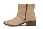 Klub Nico Women Zola Boots-Oatmeal Suede Nude Stacked Heel Chelsea Ankle Bootie