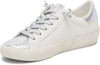 Dolce Vita Zina White/Silver Recycled Leather Lace Up Low Top Fashion Sneakers