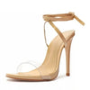 Schutz Courtney Transparente Light Nude Tie Up Open Toe Stiletto Heeled Sandals