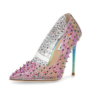 Steve Madden Various Rainbow Sexy Stiletto Rhinestone Embellished Spike Pumps