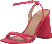 Sam Edelman Kia Ultra Fuchsia Squared Toe Ankle Strap Block Heeled Wide Sandals