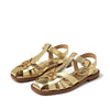 Sam Edelman Destin Amber Gold Leather Open Toe Strappy Buckle Detail Sandals