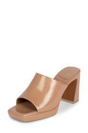 Jeffrey Campbell CAVIAR Square Toe Platform Sandal Dark Nude Leather Mule Pumps