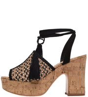 Schutz Joaquina Womens Platform Sandals in Honey Beige-Black/Black Dress Pumps