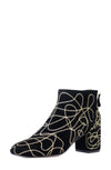 Cecelia New York Nolton Black Swirl Modern Block Mid Heel Zipper Ankle Boots