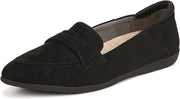 Dr. Scholl's Emilia Black Microfiber Slip On Pointed Toe Classic Flat Loafers