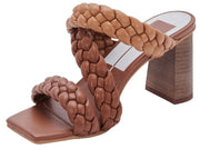 Dolce Vita Partha Brown Multi Stella Slip On Square Open Toe Block Heeled Sandal
