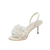 Dolce Vita Cecila White Floral Eyelet Slingback Flower Kitten Heeled Sandals