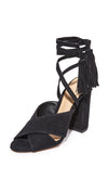 Schutz Damila Dress Sandal Black Suede CrissCross Tie Up Open Chunky Heel Sandal