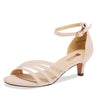 IDIFU Lydia Nude Low Kitten Strappy Heels Open Toe Ankle Strap Bridal Dress Sandals