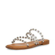 Steve Madden Skyler Clear Embellished Fashion Slip On Squared Toe Flat Sandals