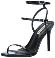 Steve Madden Theresa Black Patent Fashion Ankle Strap Open Toe Heeled Sandals