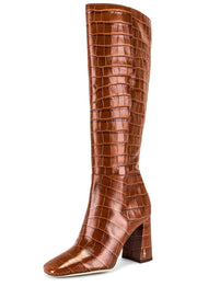 Sam Edelman Clarem Tawny Brown Block Heel Almond Toe Knee High Fashion Boots