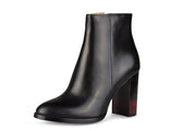 Klub Nico Bellerie Black Tapered High Block Heel Rounded Toe Zipper Ankle Boots