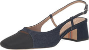 Sam Edelman Tarra Hudson Navy/Black Almond Toe Block Heel Slingback Sandals