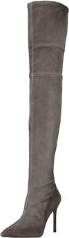Pour La Victoire Cassie Anthracite Skin-tight Suede Over-the-knee Stiletto Boots
